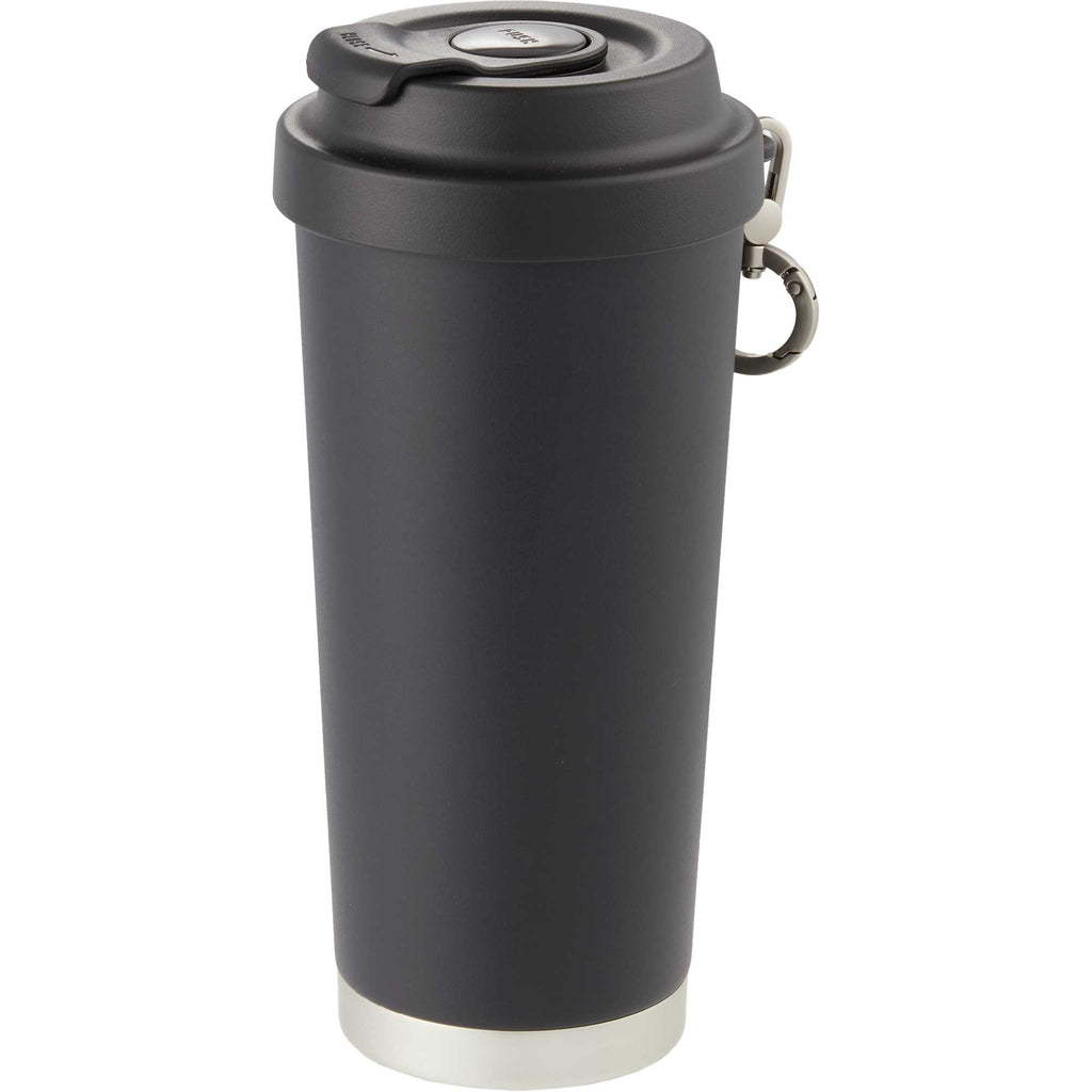 Haley Tumbler with Push-Button Lid and Carabiner, 16 oz Full Color - Black - Left Angle