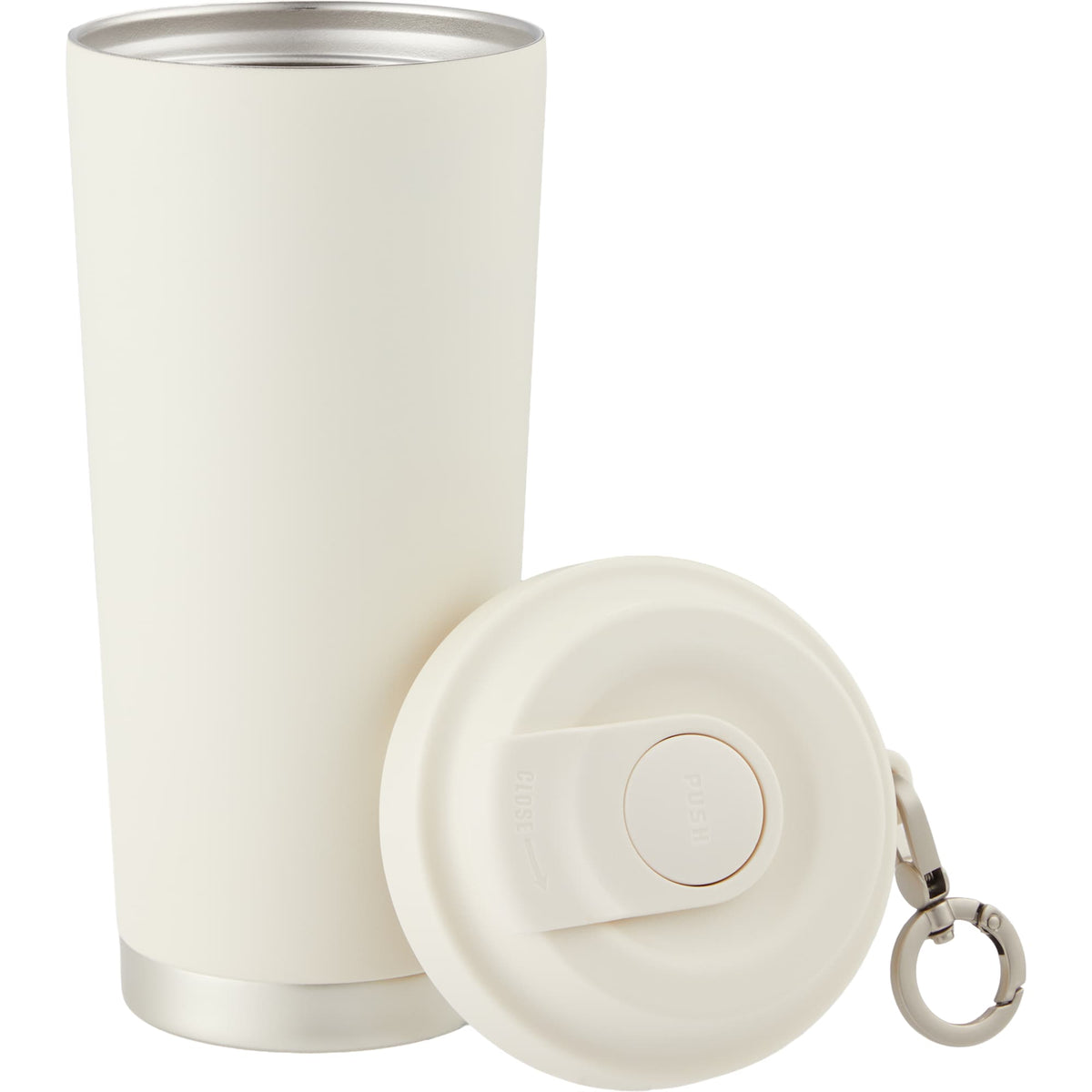 Haley Tumbler with Push-Button Lid and Carabiner, 16 oz Full Color - Cream - Detail 2