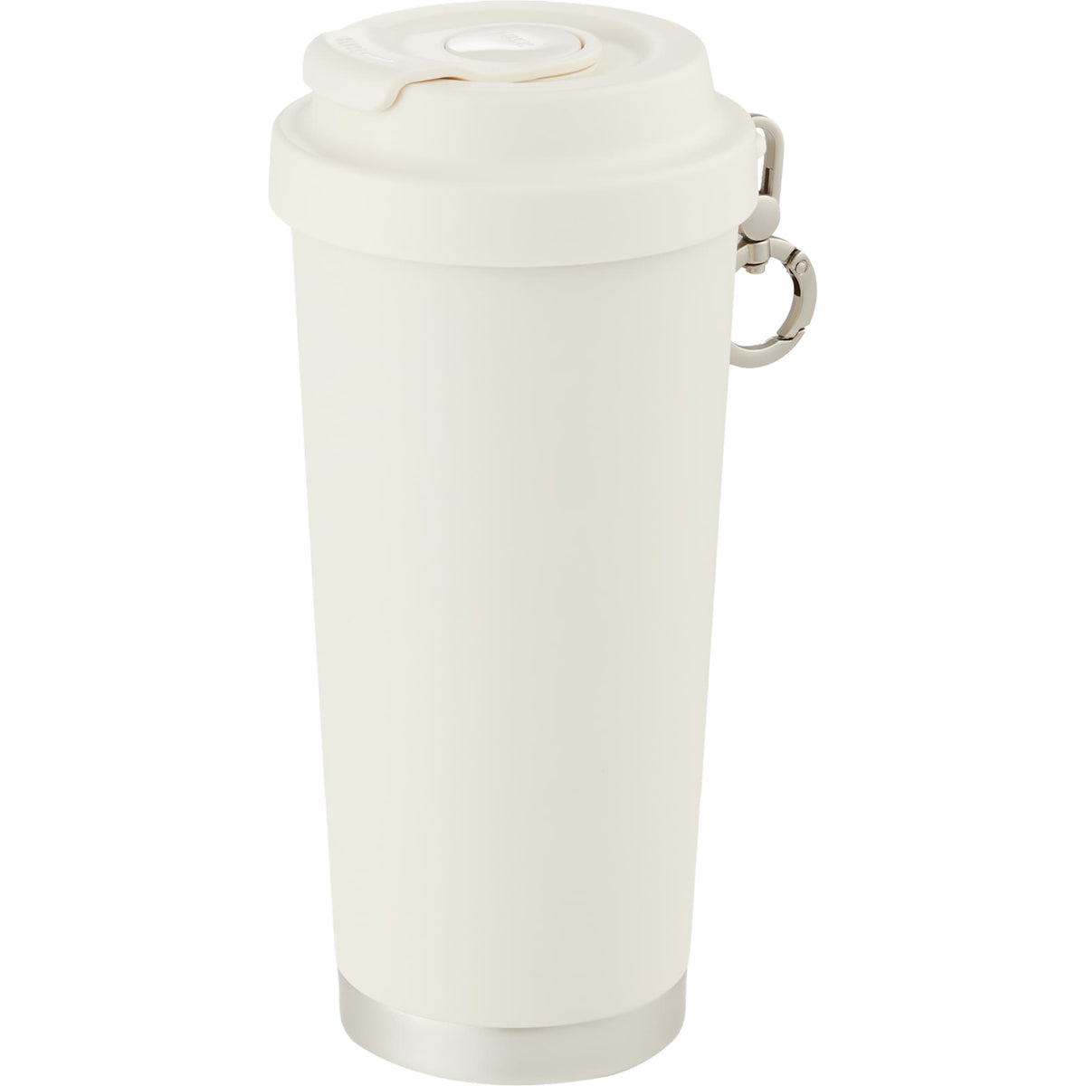 Haley Tumbler with Push-Button Lid and Carabiner, 16 oz Full Color - Cream - Left Angle