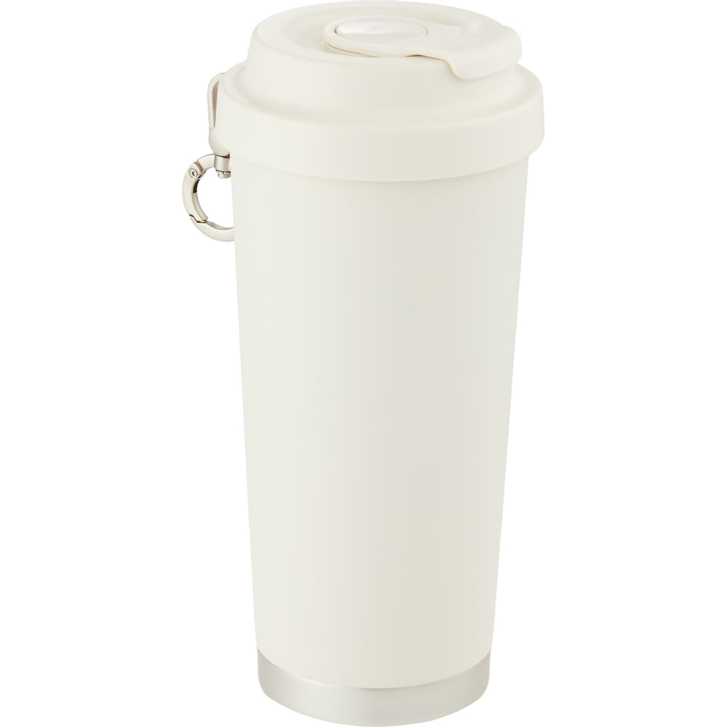 Haley Tumbler with Push-Button Lid and Carabiner, 16 oz Full Color - Cream - Right Angle
