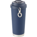 Haley Tumbler with Push-Button Lid and Carabiner, 16 oz Full Color - Navy - Back