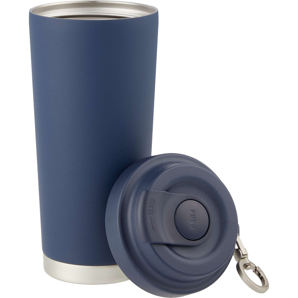 Haley Tumbler with Push-Button Lid and Carabiner, 16 oz Full Color - Navy - Detail 2