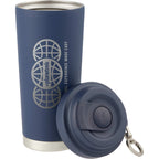 Haley Tumbler with Push-Button Lid and Carabiner, 16 oz Full Color - Navy - Detail