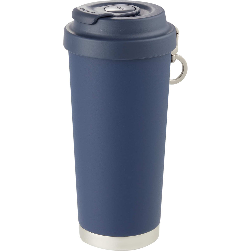 Haley Tumbler with Push-Button Lid and Carabiner, 16 oz Full Color - Navy - Left Angle