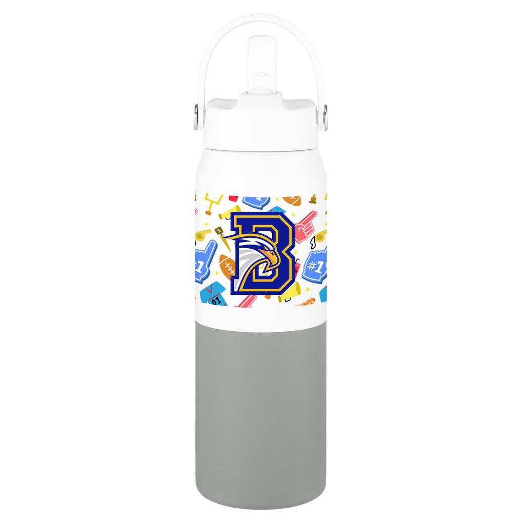 Halftime Two-Tone Recycled Stainless Steel Bottle, 26 oz - Gray - Megabrite