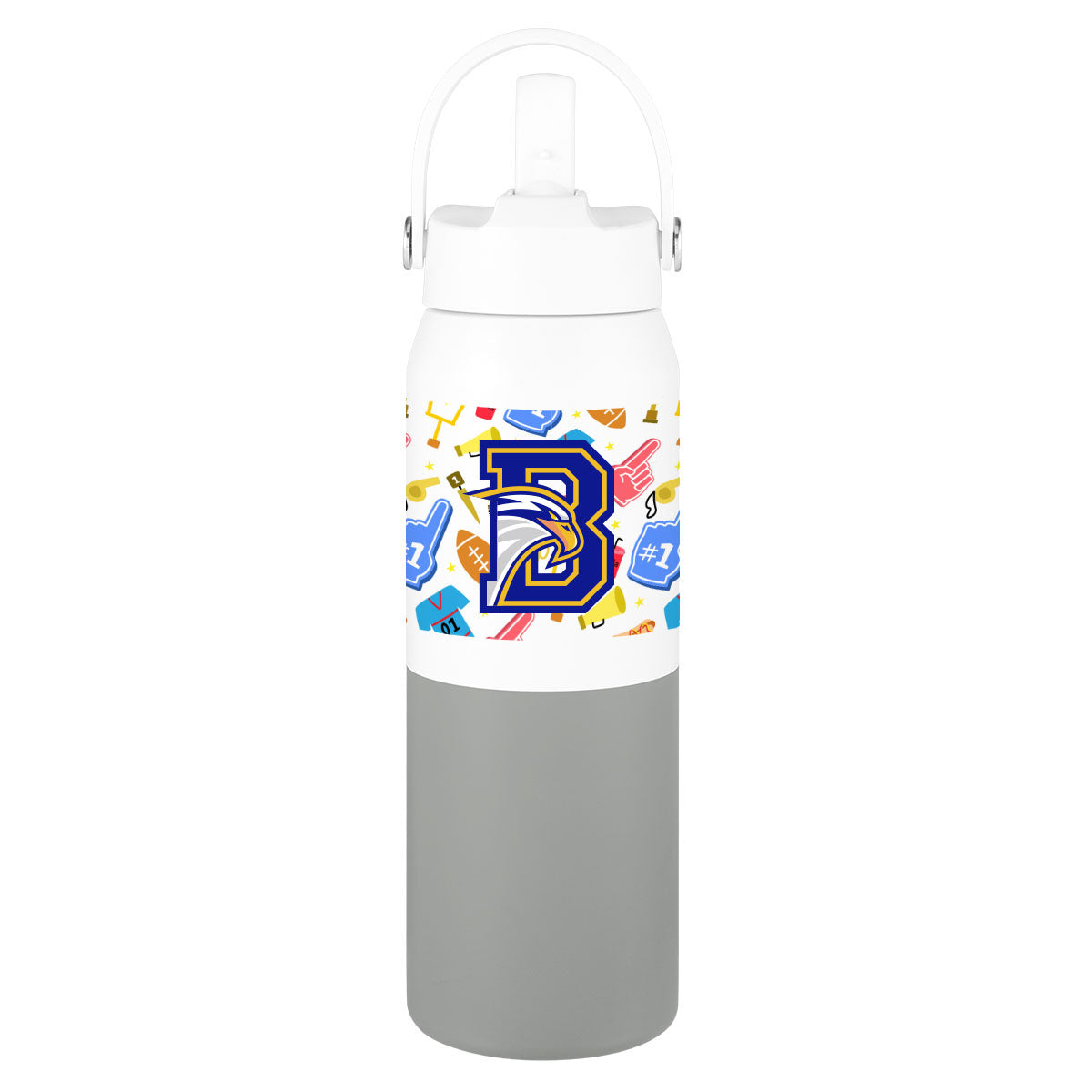 Halftime Two-Tone Recycled Stainless Steel Bottle, 26 oz - Gray - Megabrite
