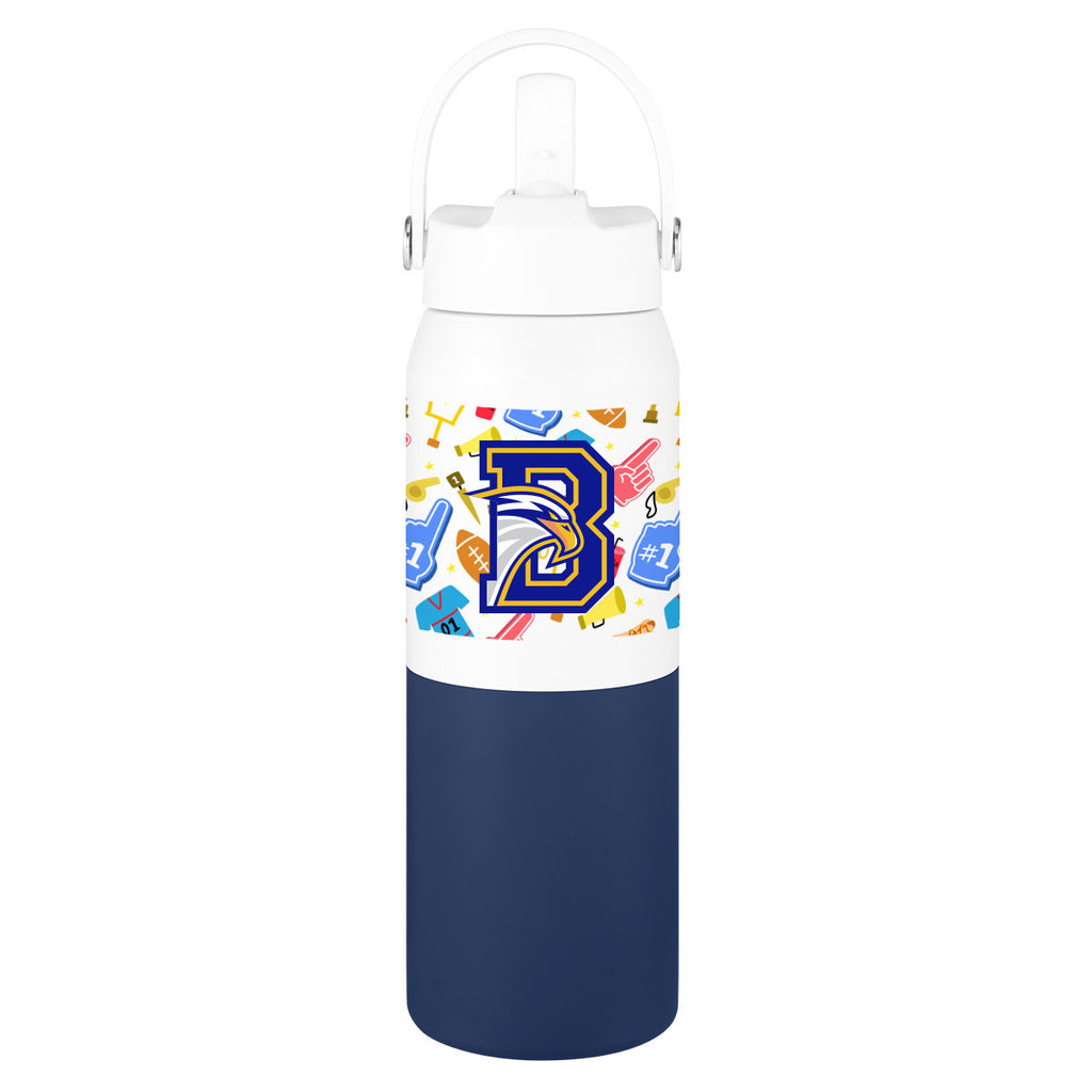 Halftime Two-Tone Recycled Stainless Steel Bottle, 26 oz - Navy - Megabrite