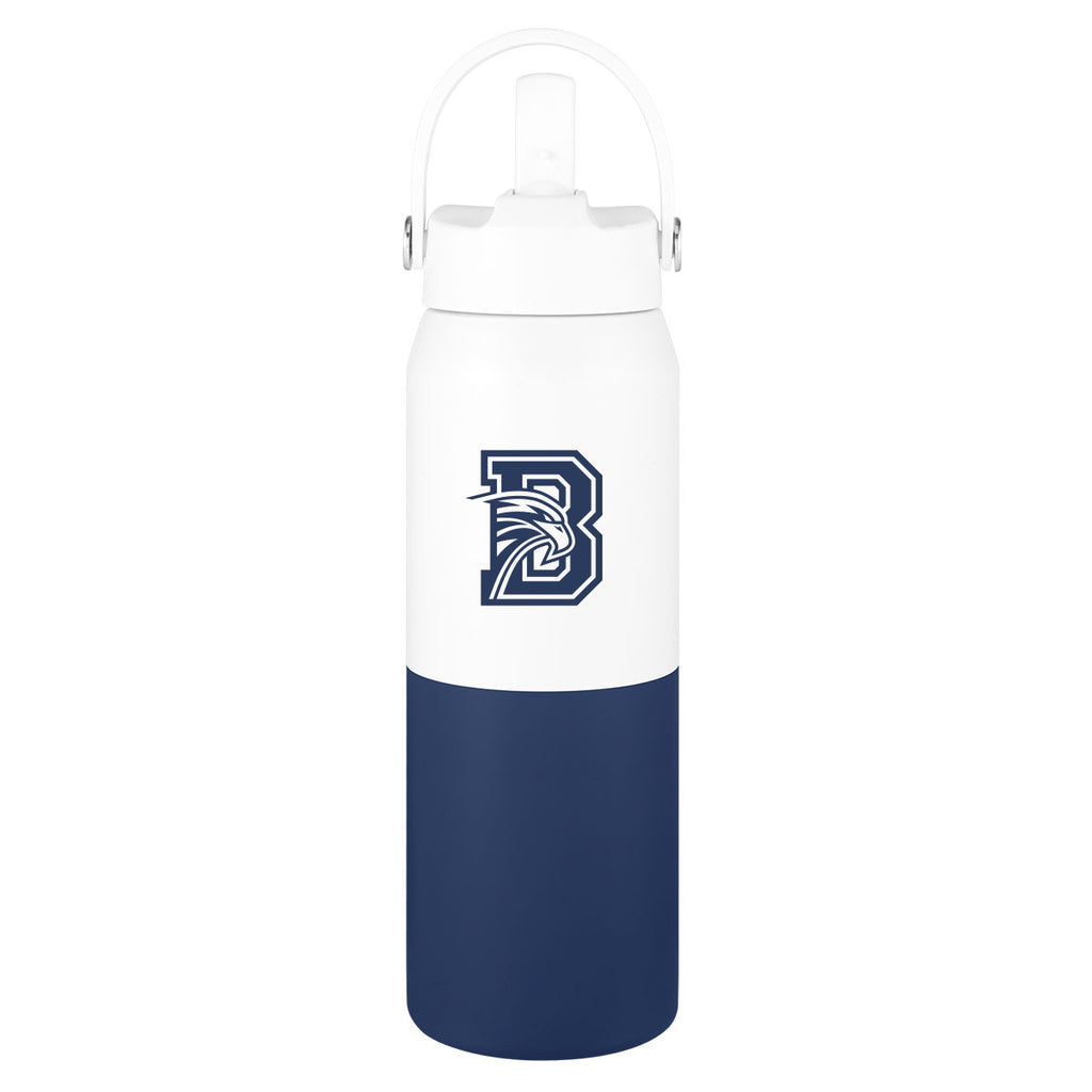 Halftime Two-Tone Recycled Stainless Steel Bottle, 26 oz - Navy - Silk Screen