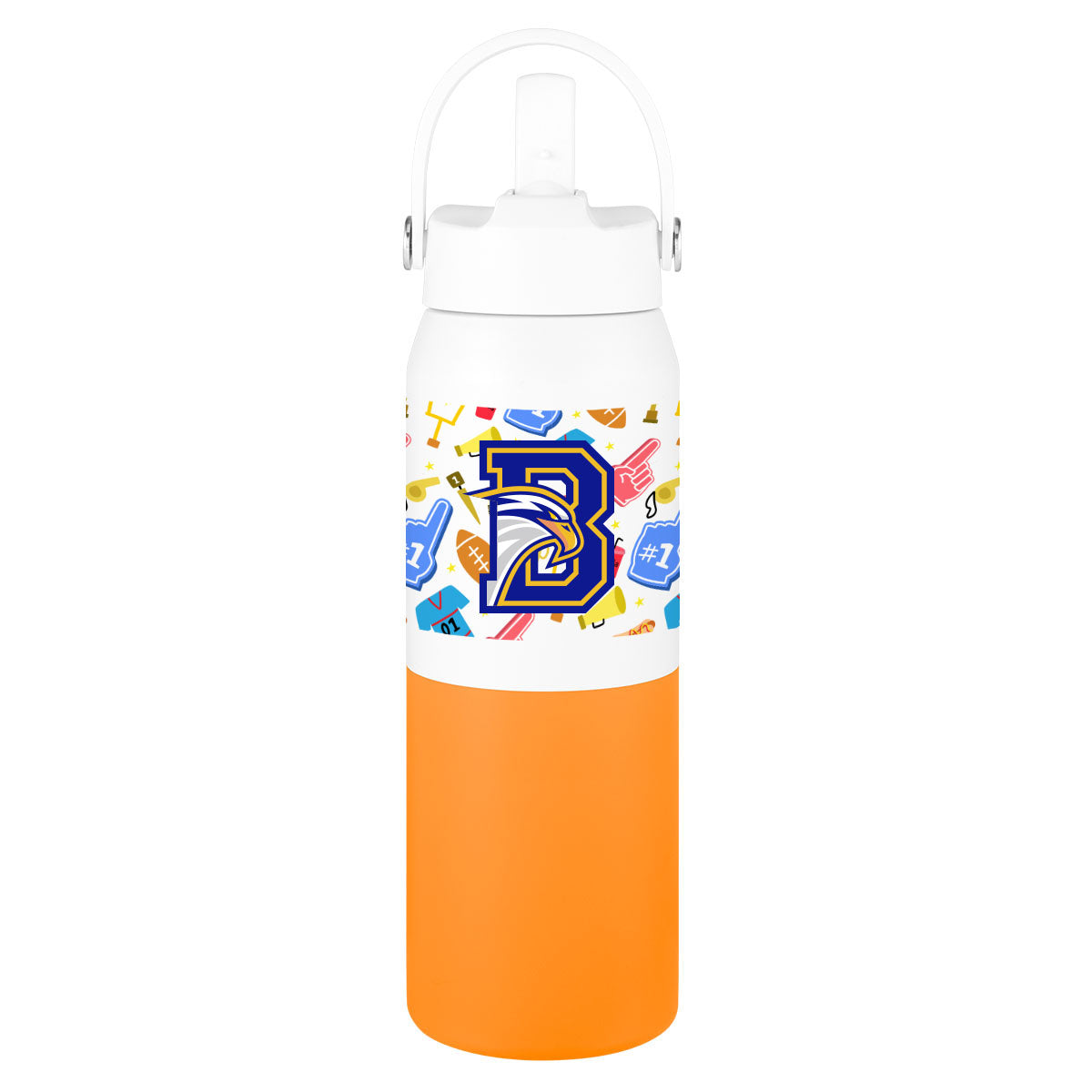 Halftime Two-Tone Recycled Stainless Steel Bottle, 26 oz - Orange - Megabrite
