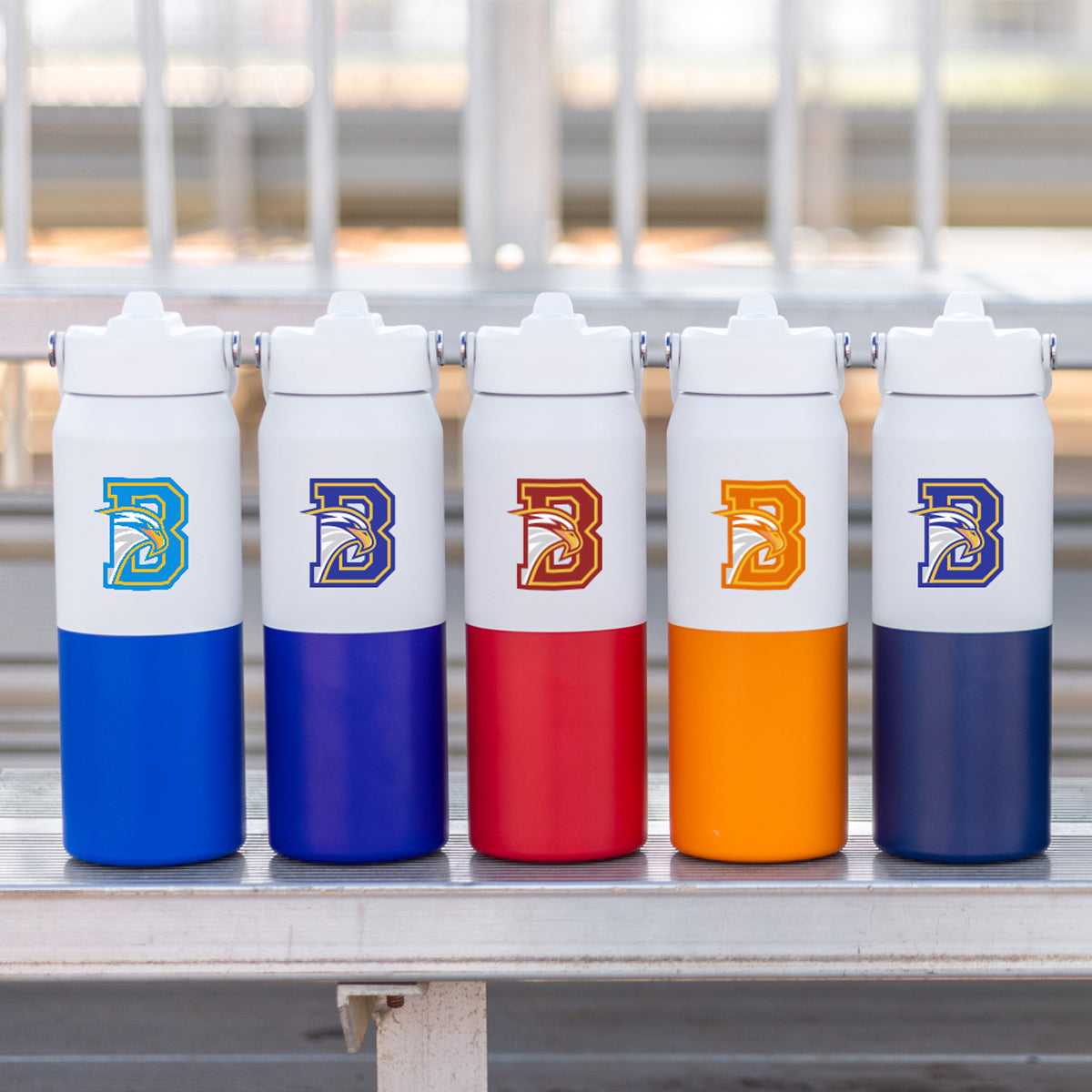 Halftime Two-Tone Recycled Stainless Steel Bottle, 26 oz - Red - Lifestyle_Colorbrite