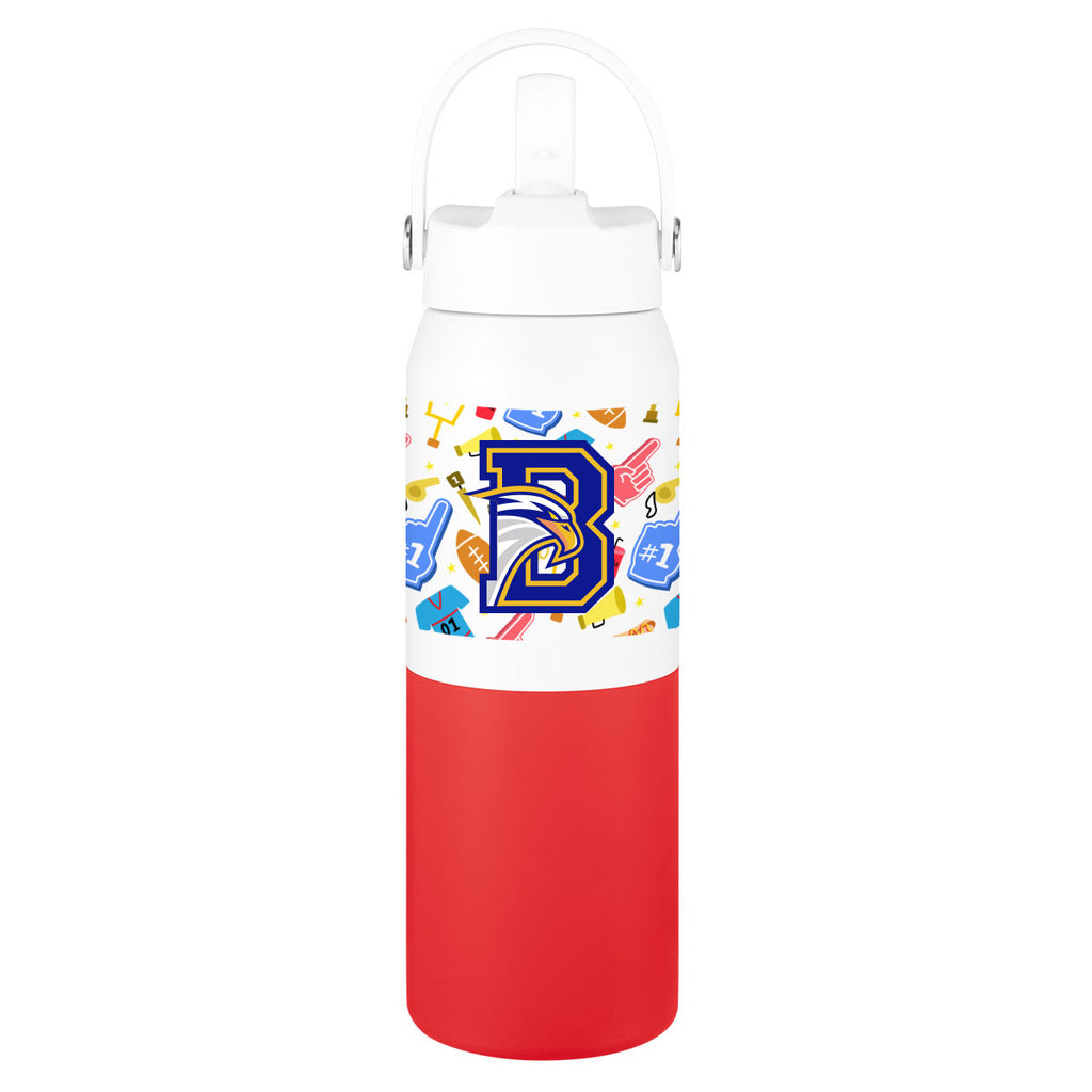 Halftime Two-Tone Recycled Stainless Steel Bottle, 26 oz - Red - Megabrite