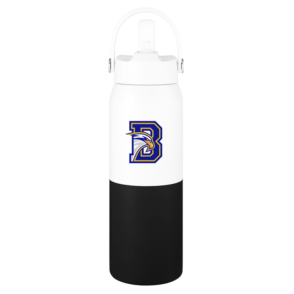 Halftime Two-Tone Recycled Stainless Steel Bottle, 26 oz - White with Black - Colorbrite