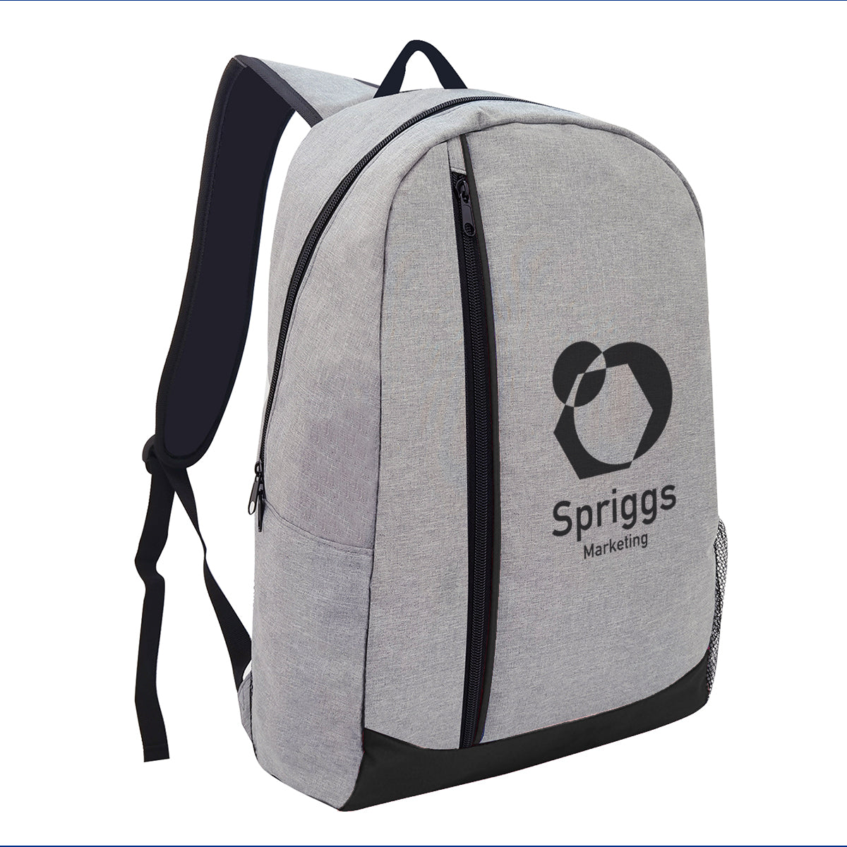 Hancock Laptop Backpack, Heathered - Black with Gray - Silk Screen