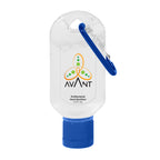 Hand Sanitizer with Carabiner, 1.8 oz - Blue - Full Color on a Clear Label