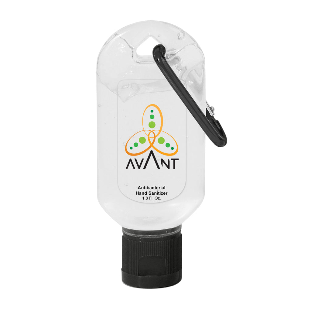 Hand Sanitizer with Carabiner, 1.8 oz - Clear_Label