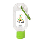 Hand Sanitizer with Carabiner, 1.8 oz - Clear With Lime Green - White_Label