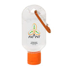 Hand Sanitizer with Carabiner, 1.8 oz - Orange - Full Color on a Clear Label