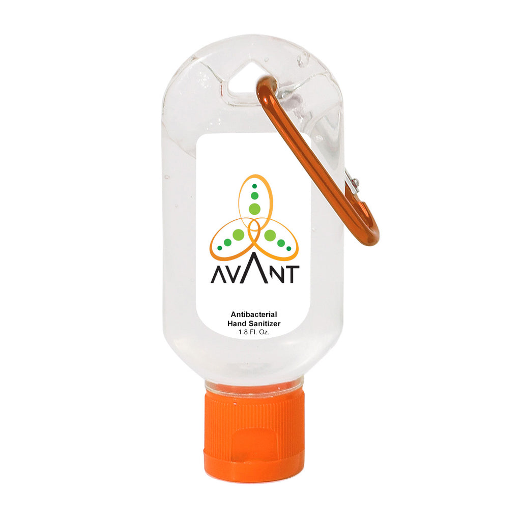 Hand Sanitizer with Carabiner, 1.8 oz - Orange - White_Label