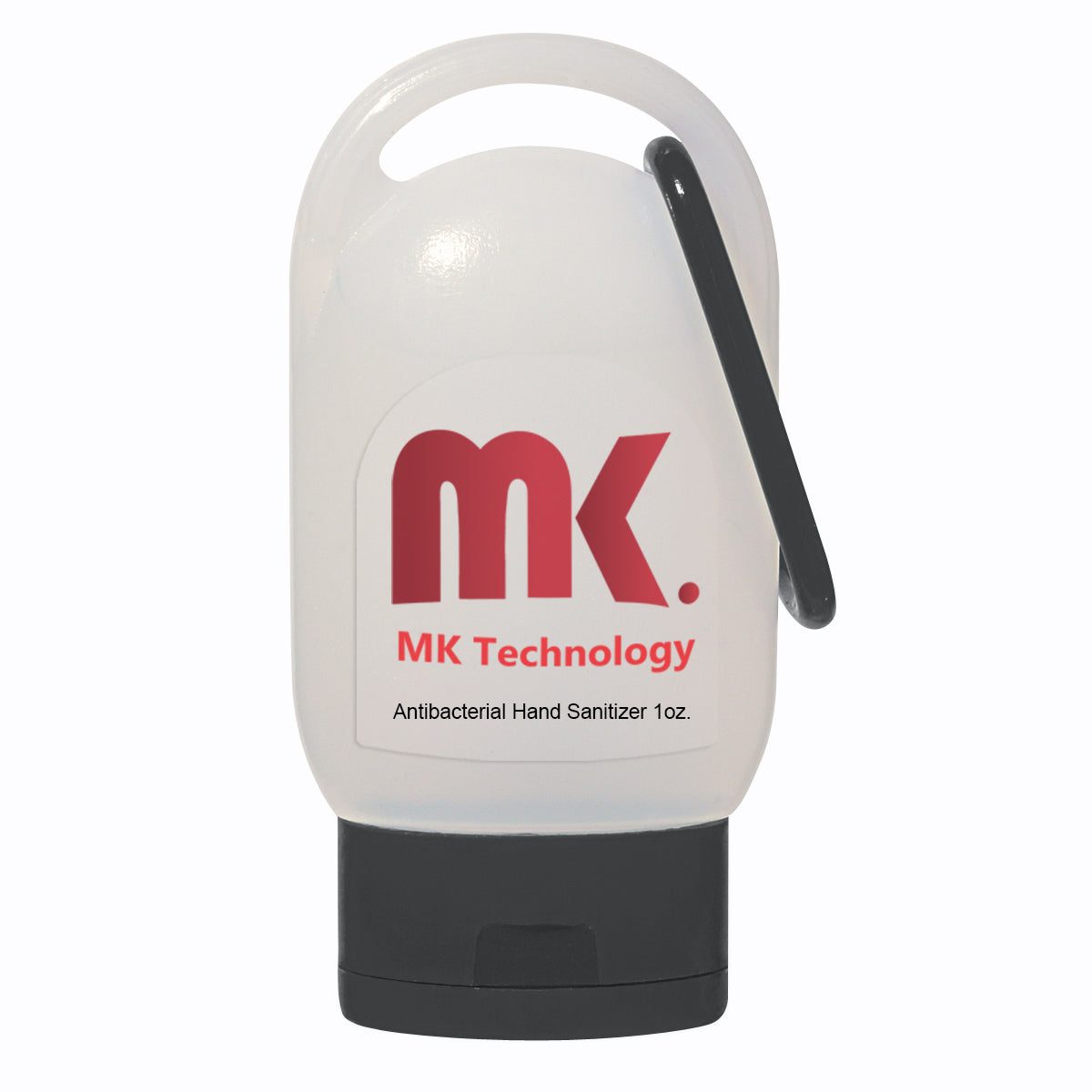 Hand Sanitizer with Carabiner, 1 oz - Black - Full Color on a Clear Label
