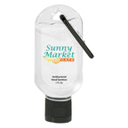Hand Sanitizer with Carabiner, 1 oz - Translucent Black - Full Color on a Clear Label