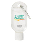 Hand Sanitizer with Carabiner, 1 oz - Translucent White - Full Color on a Clear Label