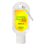 Hand Sanitizer with Carabiner, 1 oz - Translucent White - Full Color on a White Label