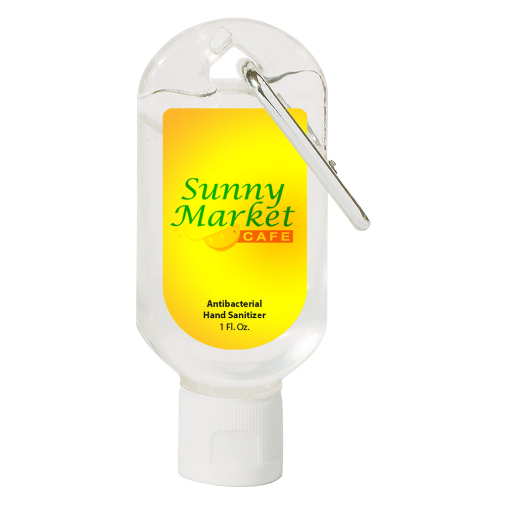 Hand Sanitizer with Carabiner, 1 oz - Translucent White - White_Label