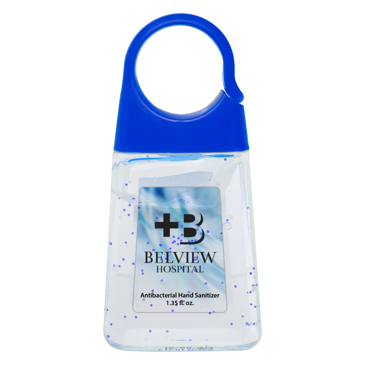 Hand Sanitizer with Color Moisture Beads, 1.35 oz - Clear with Blue - Full Color on a Clear Label