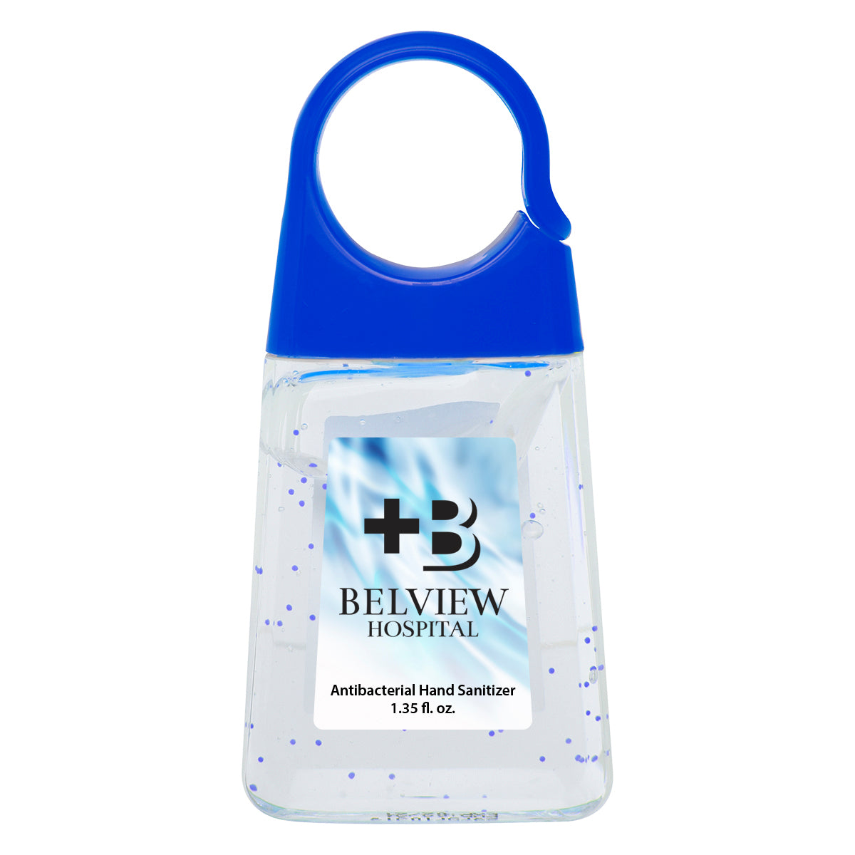 Hand Sanitizer with Color Moisture Beads, 1.35 oz - Clear with Blue - White_Label