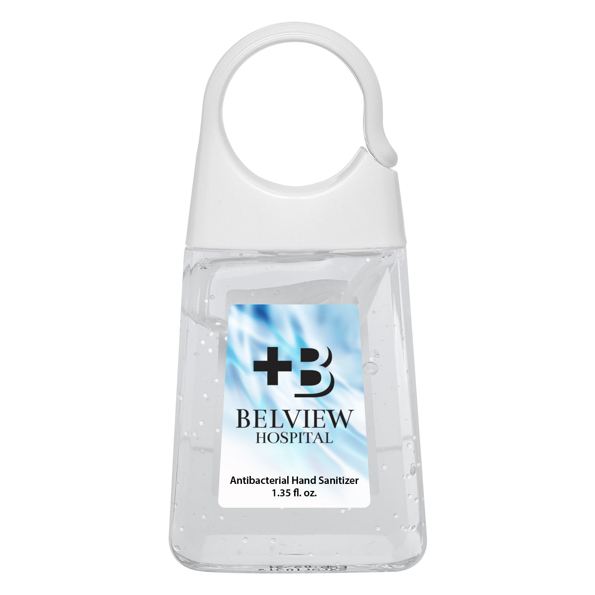 Hand Sanitizer with Color Moisture Beads, 1.35 oz - Clear With White - Full Color on a White Label
