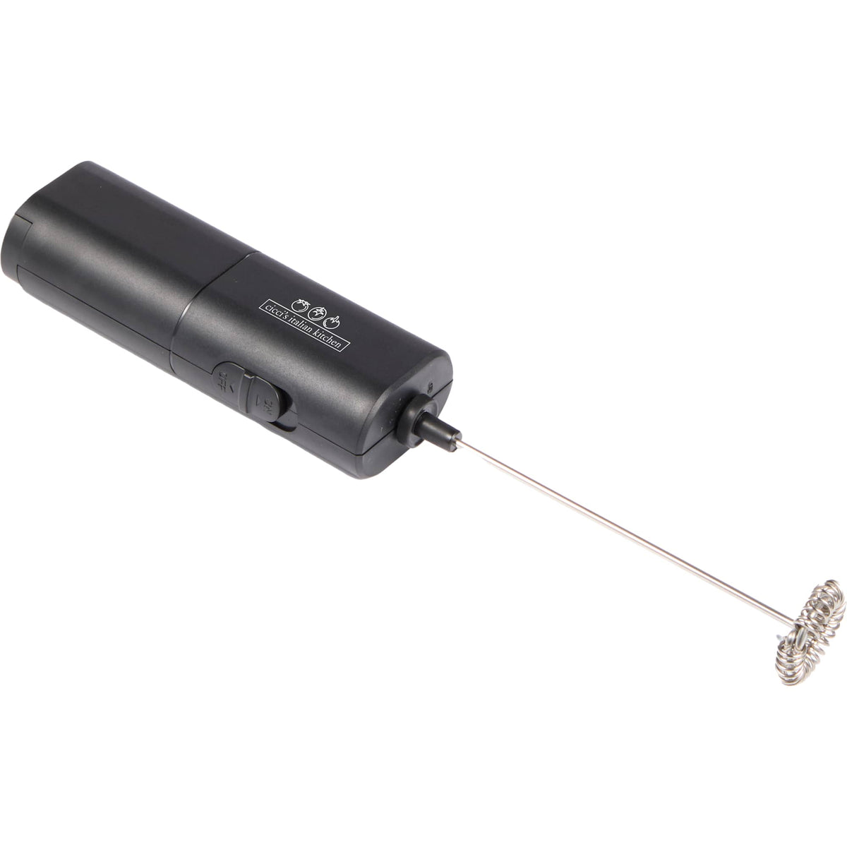 Handheld Milk Frother, Battery Powered - Black - Front