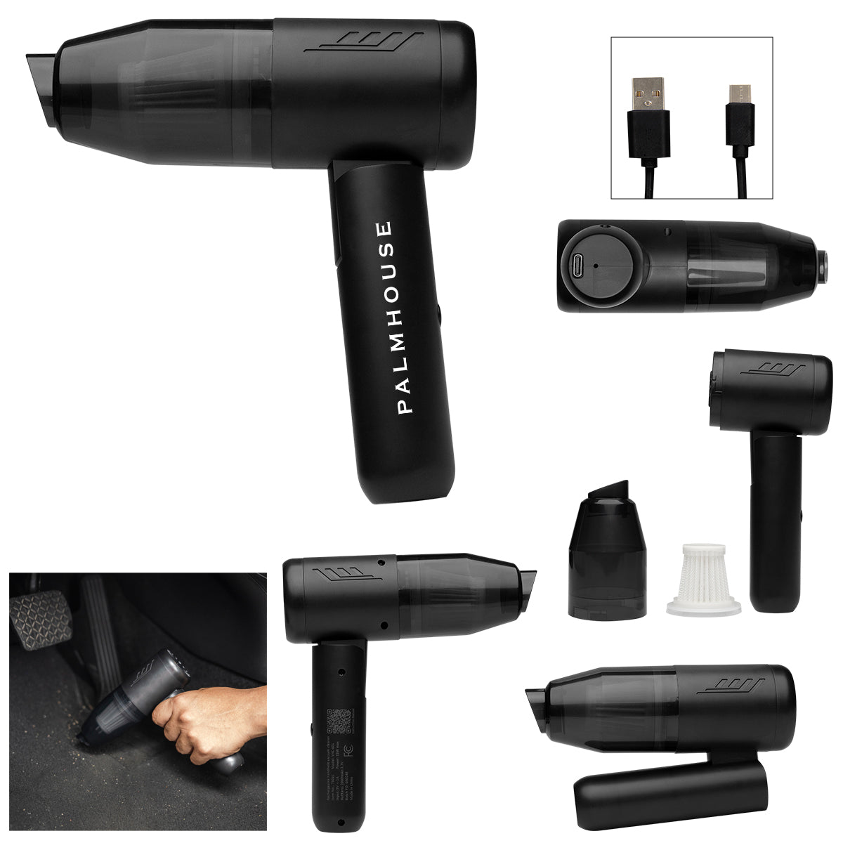 Handheld Vacuum, Rechargeable - Black - Pad Print