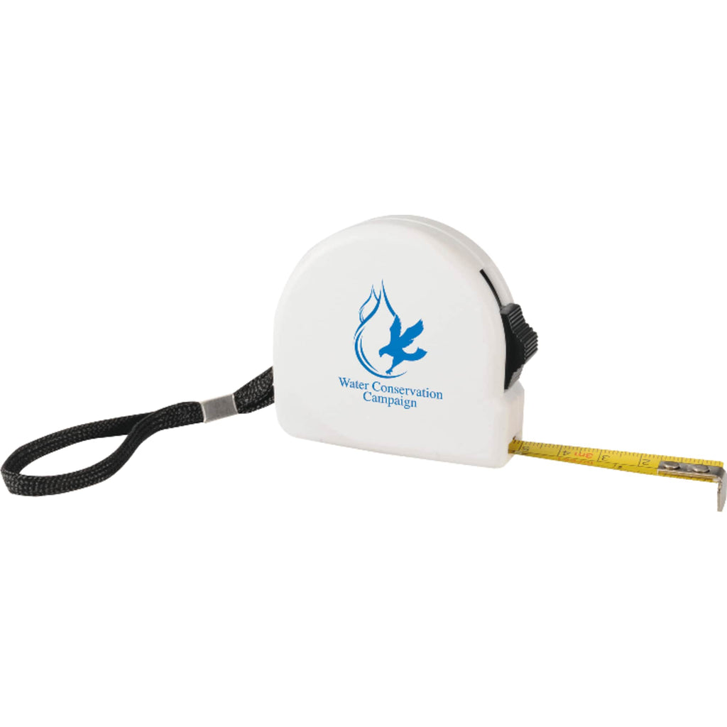 Handyman Locking Tape Measure with Wrist Strap, 10 ft - White - Front