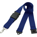 Hang In There Breakaway Lanyard, 1 Inch Wide - Dark Blue - Left Angle