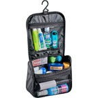 Hanging Travel Toiletry Bag in Polyester - Black - Left Angle