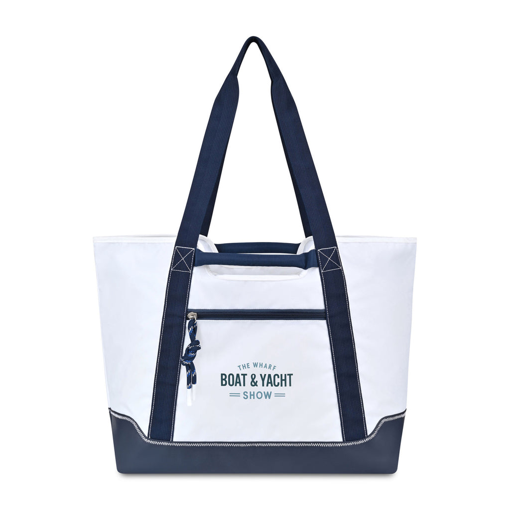 Harborside Nylon Boat Bag, Medium Embroidery - White - View 1