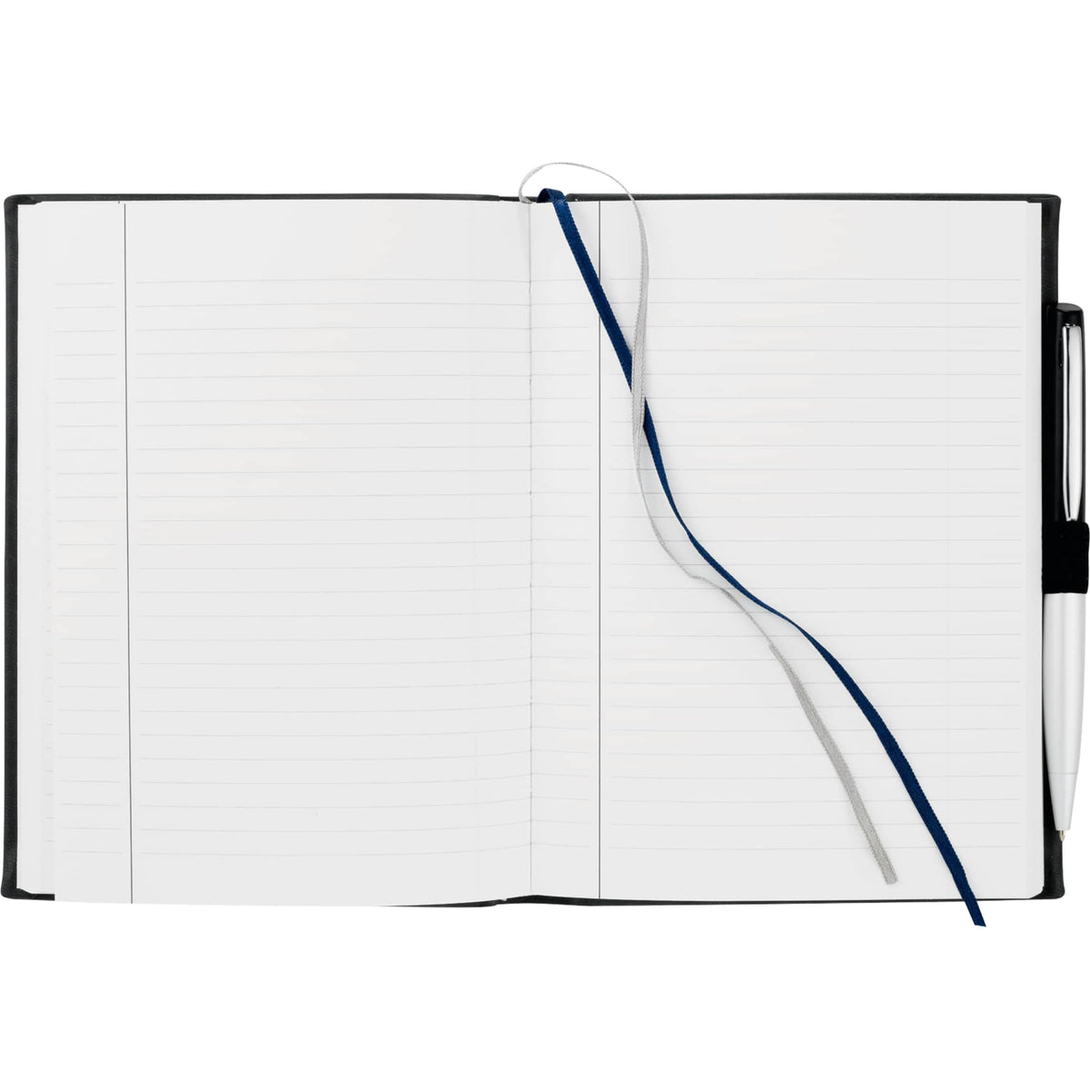 Hardcover Journal with Two Ribbon Markers, 5 x 7 Inches Debossing - Black - Front 2