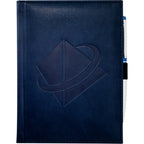 Hardcover Journal with Two Ribbon Markers, 5 x 7 Inches Debossing - Navy - Front