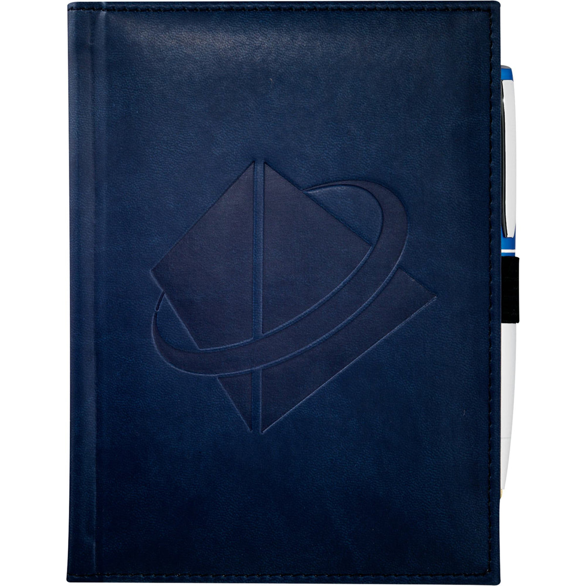 Hardcover Journal with Two Ribbon Markers, 5 x 7 Inches Debossing - Navy - Front