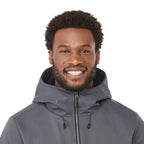 Hardy Recycled Insulated Jacket with Sherpa Lining for Men Debossing - Grey Storm - On Model Detail 4