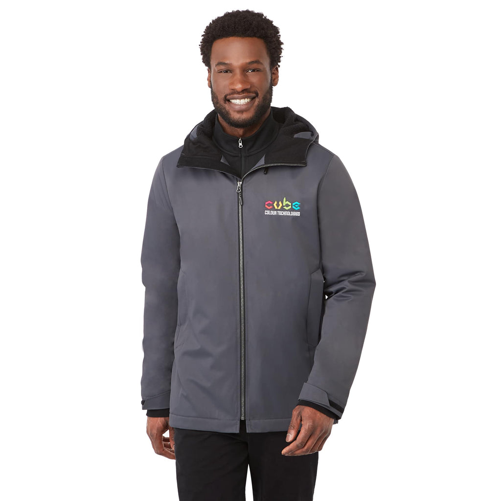 Hardy Recycled Insulated Jacket with Sherpa Lining for Men Transfer - Grey Storm - On Model Front