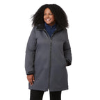 Hardy Recycled Insulated Jacket with Sherpa Lining for Women Debossing - Grey Storm - On Model Front
