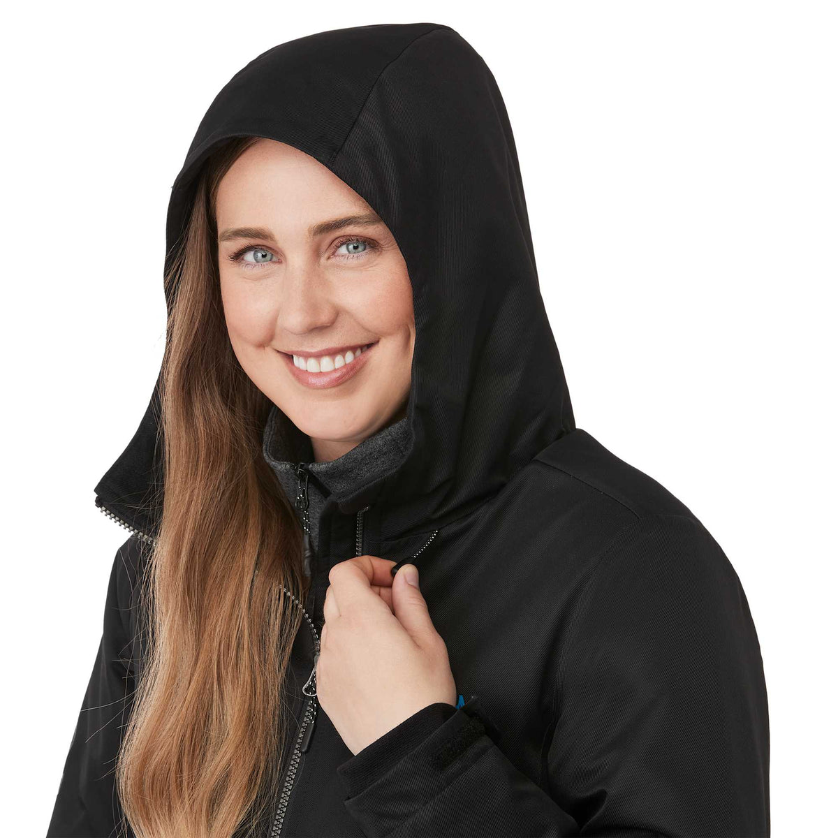 Hardy Recycled Insulated Jacket with Sherpa Lining for Women Transfer - Black - On Model Detail