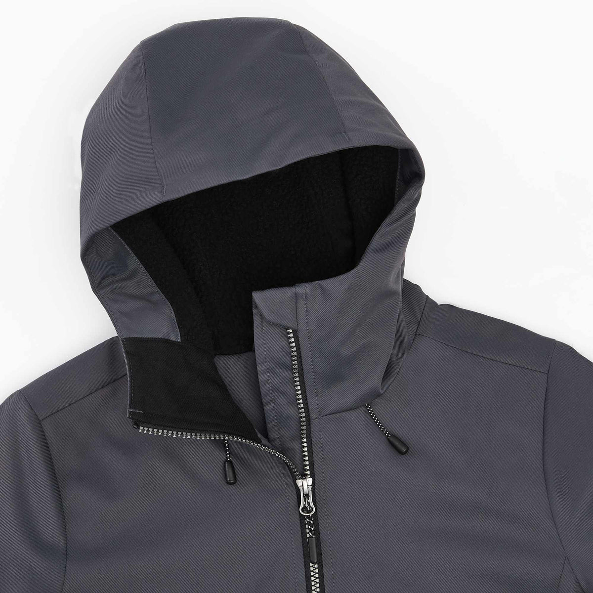 Hardy Recycled Insulated Jacket with Sherpa Lining for Women Transfer - Grey Storm - Detail Hood