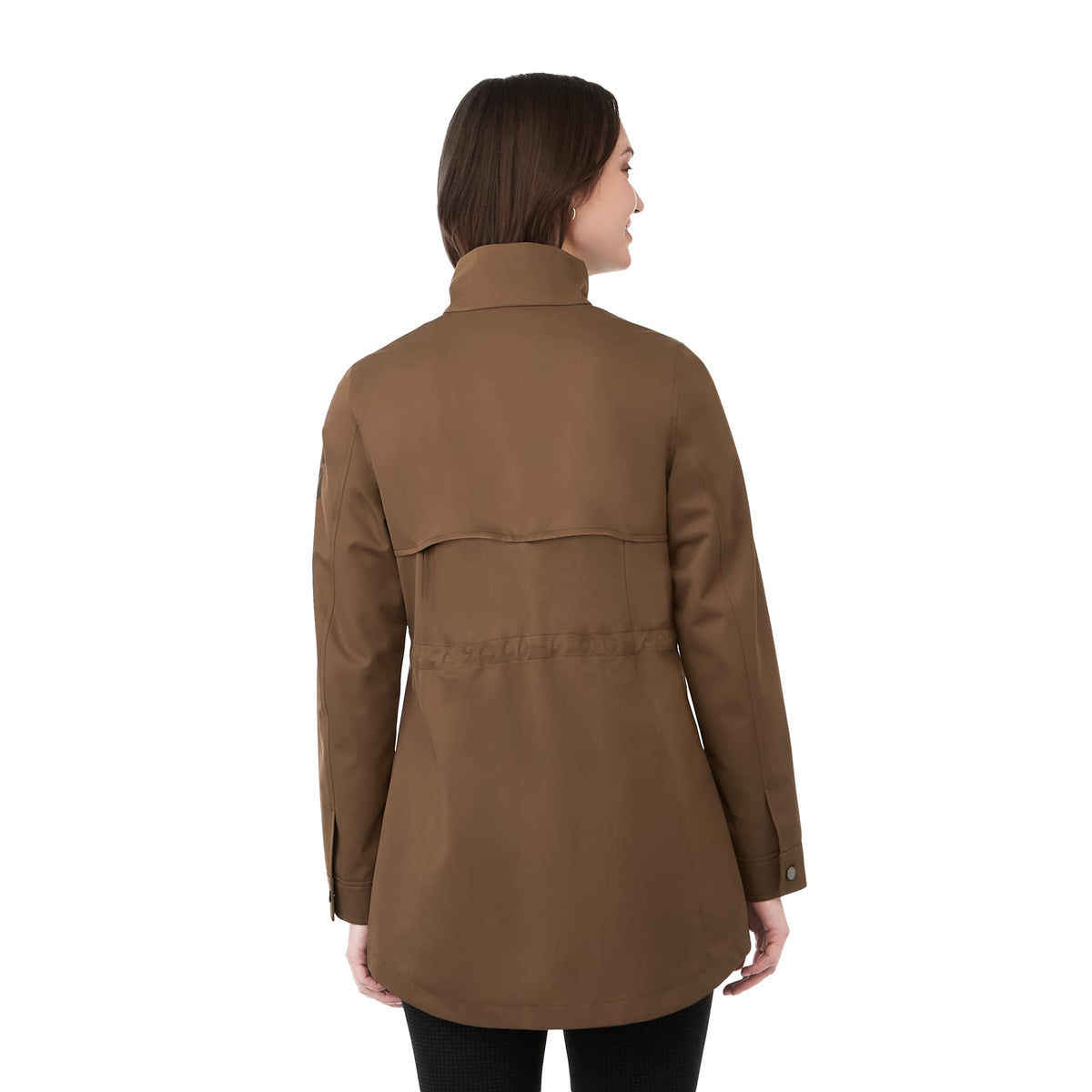Hardy Recycled Mid Length Jacket for Women Debossing - Bark - Back On Model