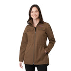 Hardy Recycled Mid Length Jacket for Women Debossing - Bark - Front On Model 2