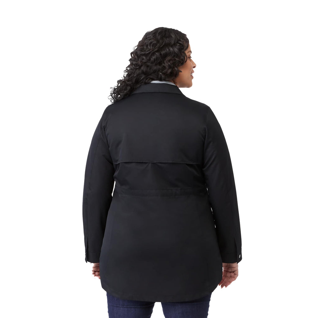 Hardy Recycled Mid Length Jacket for Women Debossing - Black - Back On Model