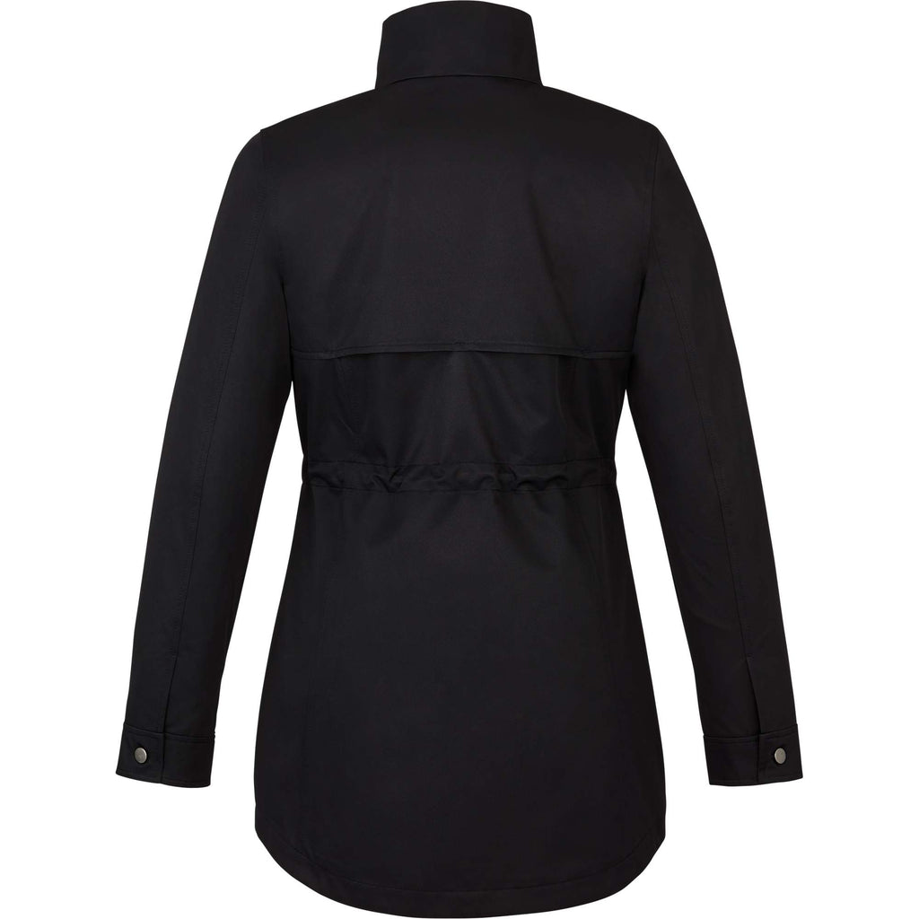 Hardy Recycled Mid Length Jacket for Women Debossing - Black - Back