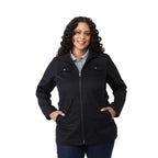 Hardy Recycled Mid Length Jacket for Women Debossing - Black - Front On Model 2