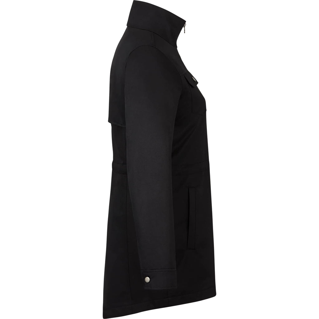 Hardy Recycled Mid Length Jacket for Women Debossing - Black - Right Side